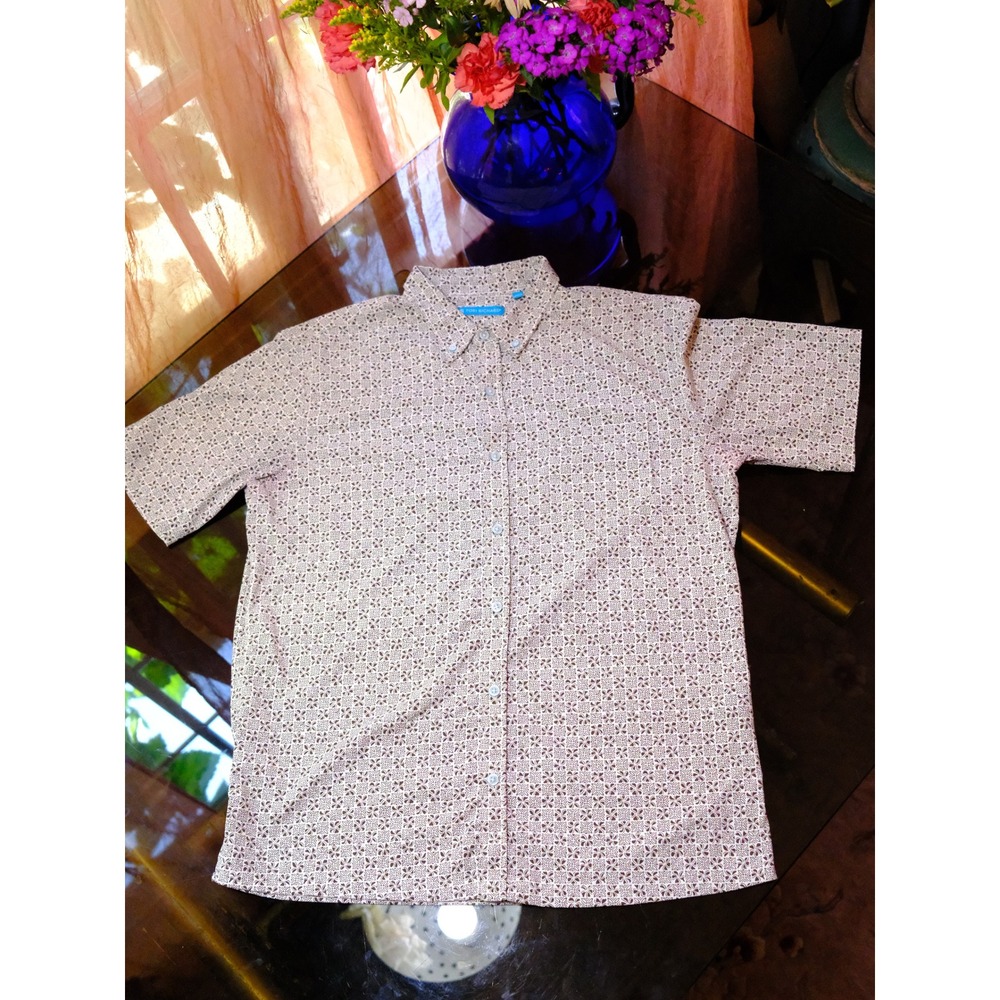 Tori Richard Mens Medium Geometric Floral Print Short Sleeve Button Down Shirt